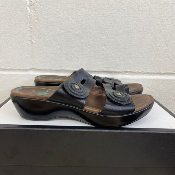 Dansko Dixie Full Grain Black/Turquoise Women's  Leather Sandals Size US 8.5 - Picture 2 of 9